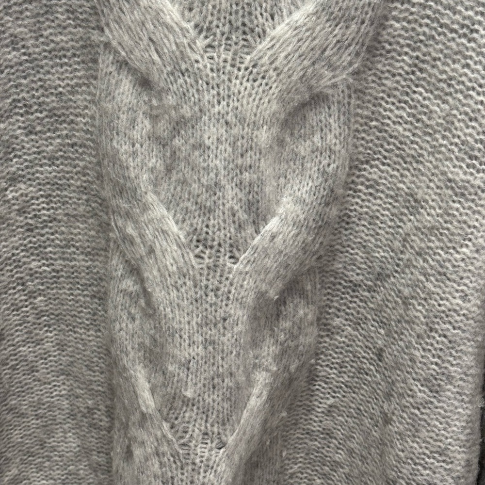 aerie grey cable knit oversized turtleneck sweater Size XXL - Picture 3 of 5